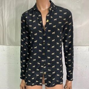 100% Silk Black Blouse